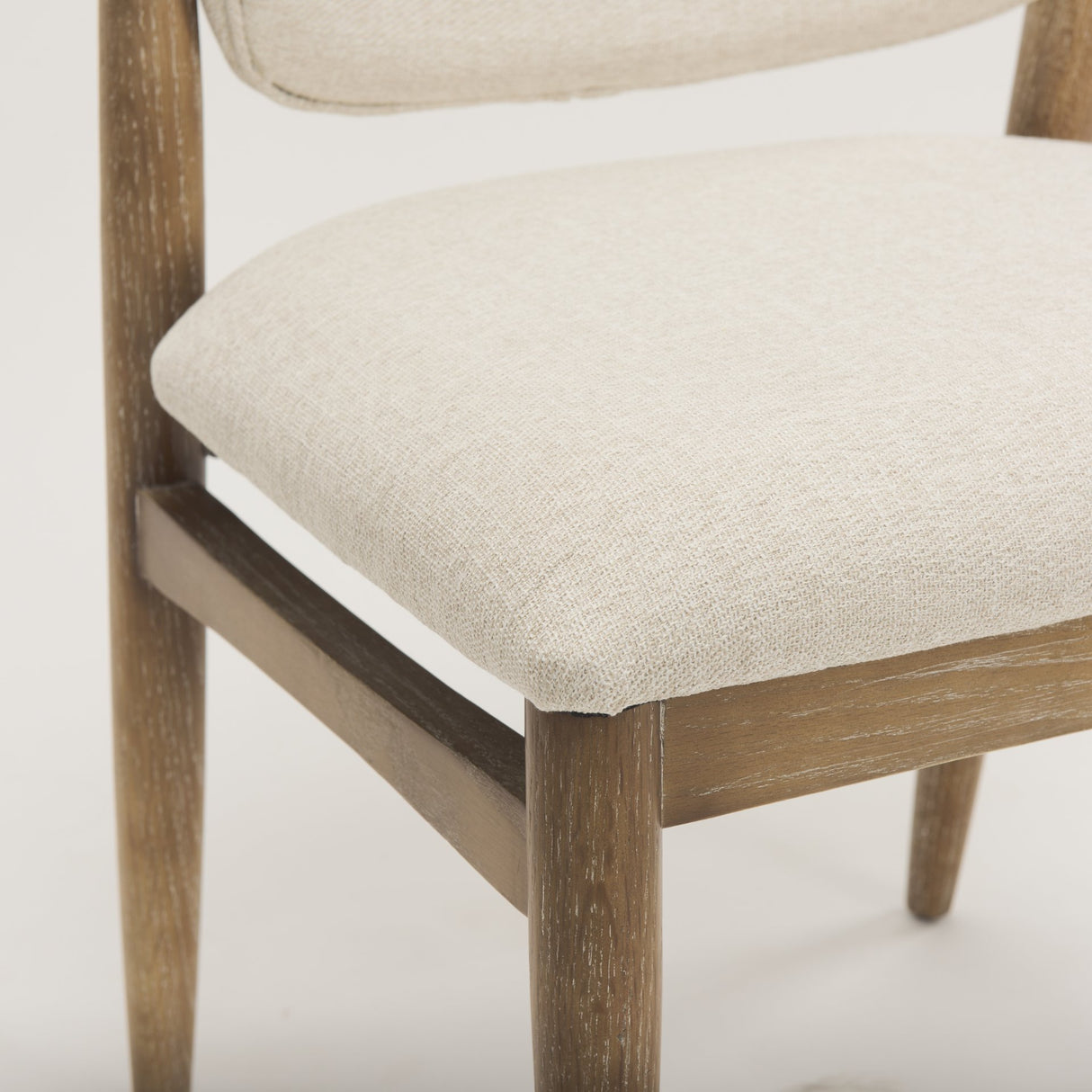 Cline Cream Fabric Upholstered and Light Brown Wood Dining Chair, Set of 2 from Mercana - Luna Furniture