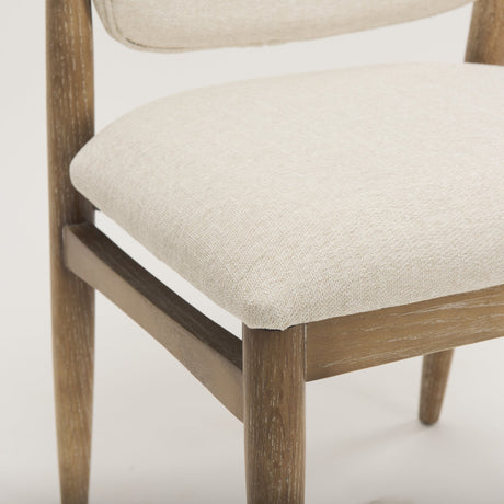 Cline Cream Fabric Upholstered and Light Brown Wood Dining Chair, Set of 2 from Mercana - Luna Furniture