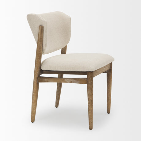 Cline Cream Fabric Upholstered and Light Brown Wood Dining Chair, Set of 2 from Mercana - Luna Furniture