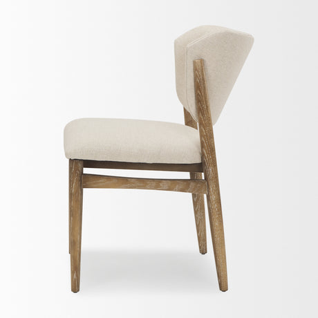 Cline Cream Fabric Upholstered and Light Brown Wood Dining Chair, Set of 2 from Mercana - Luna Furniture