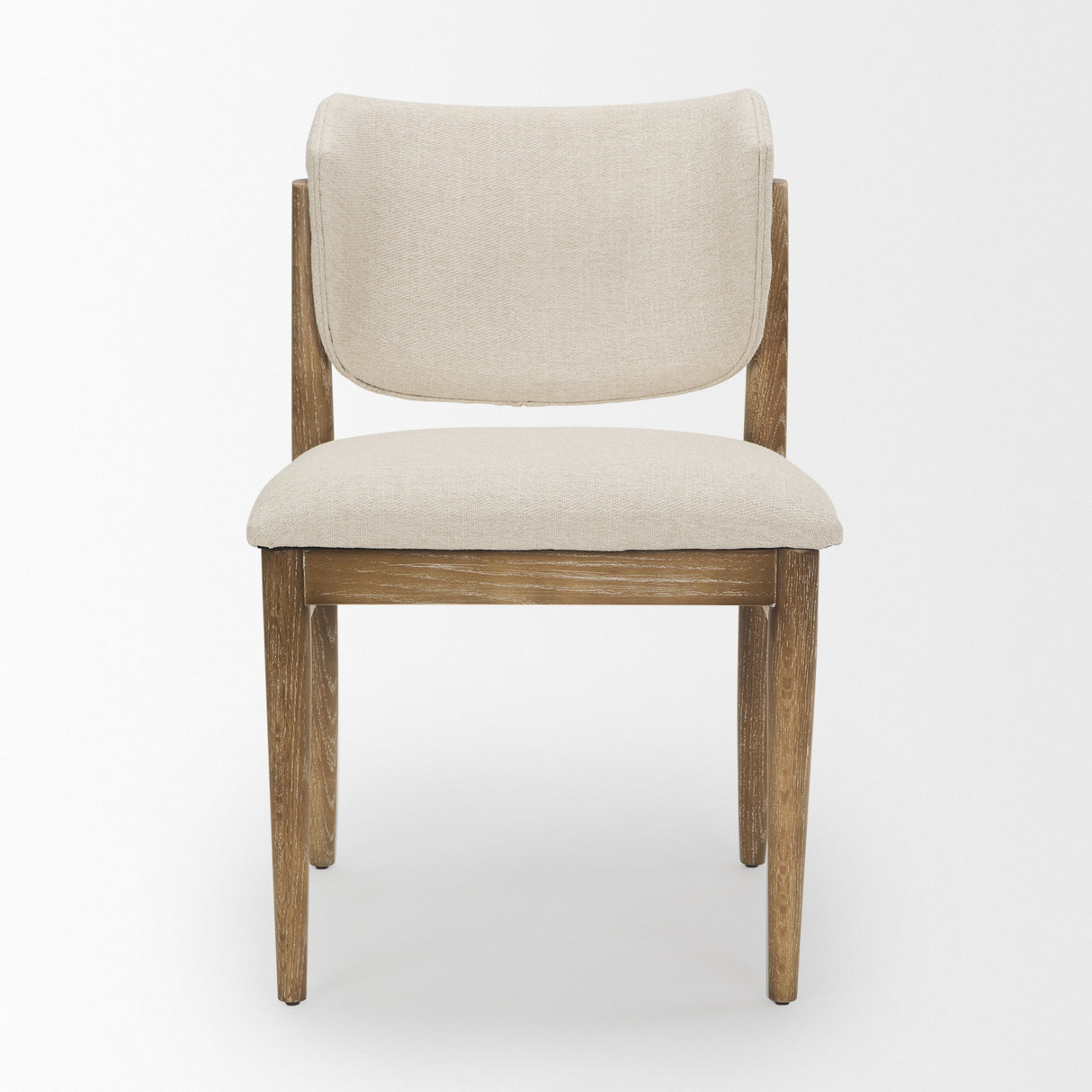 Cline Cream Fabric Upholstered and Light Brown Wood Dining Chair, Set of 2 from Mercana - Luna Furniture