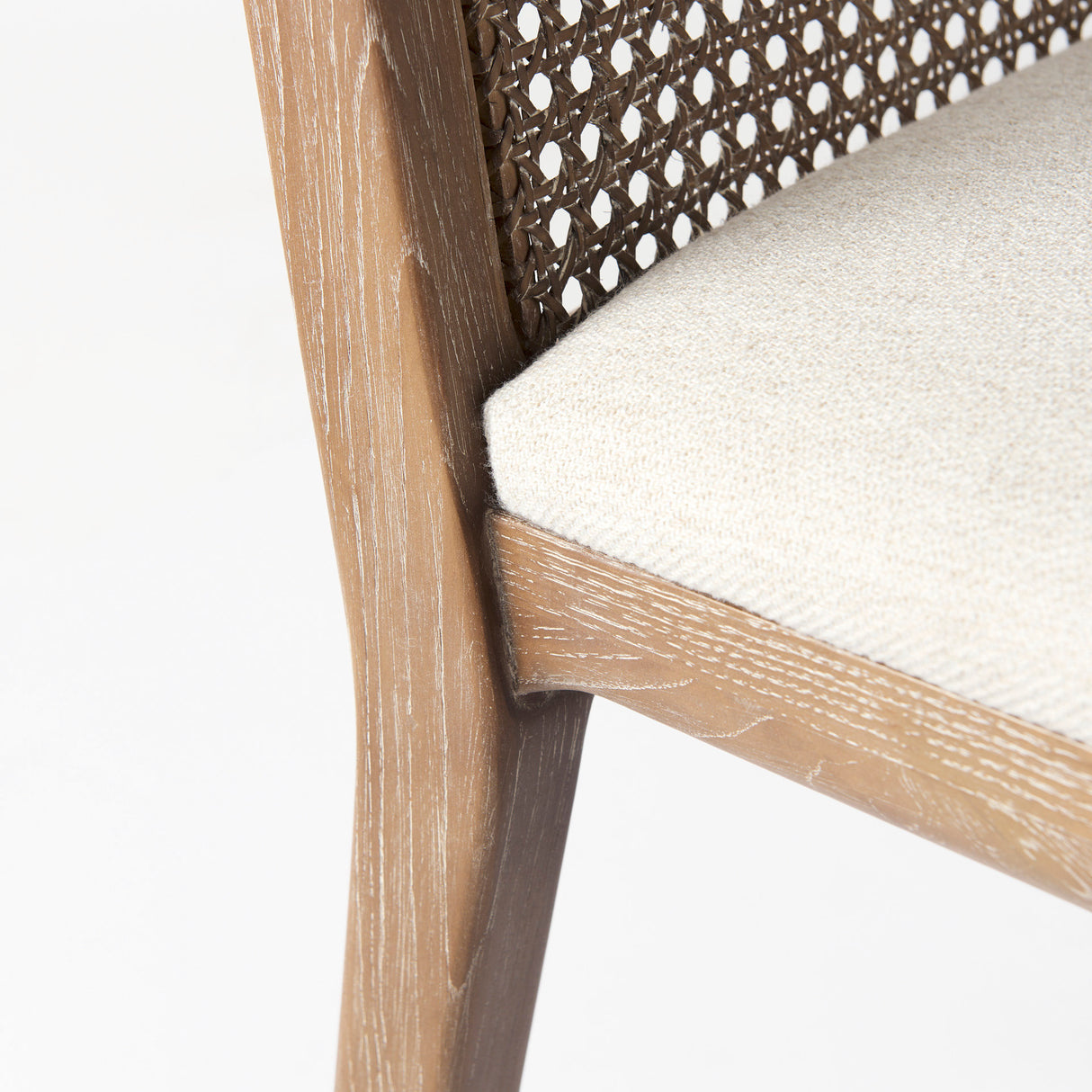 Clara Light Brown Beech Wood W/ Cream Fabric Seat and Cane Back Armless Dining Chair, Set of 2 from Mercana - Luna Furniture