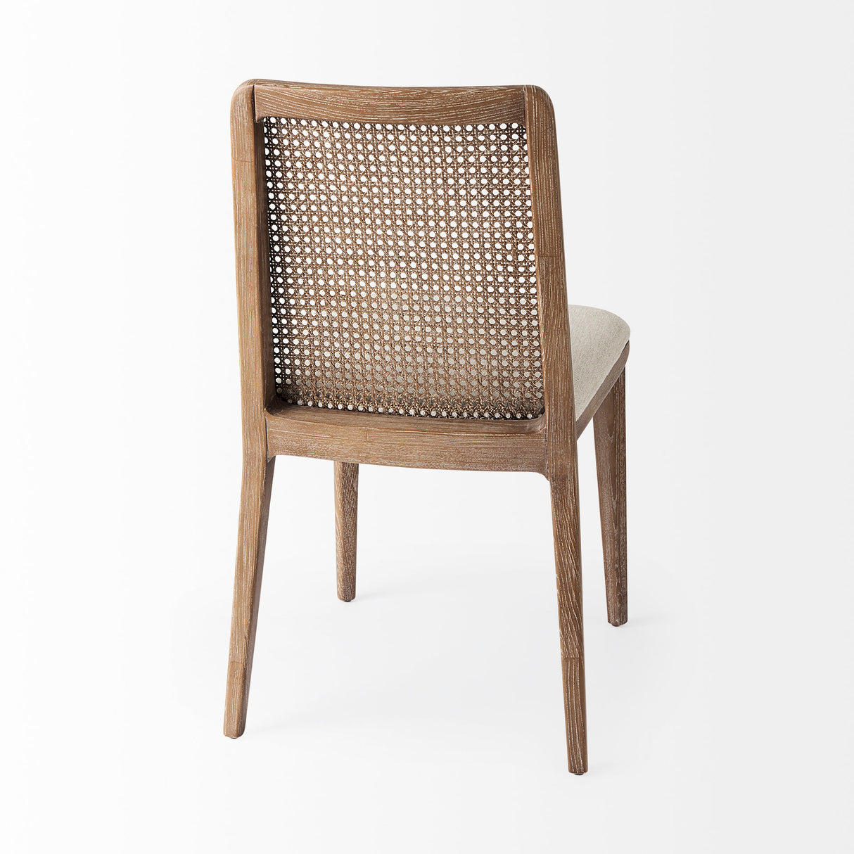 Clara Light Brown Beech Wood W/ Cream Fabric Seat and Cane Back Armless Dining Chair, Set of 2 from Mercana - Luna Furniture