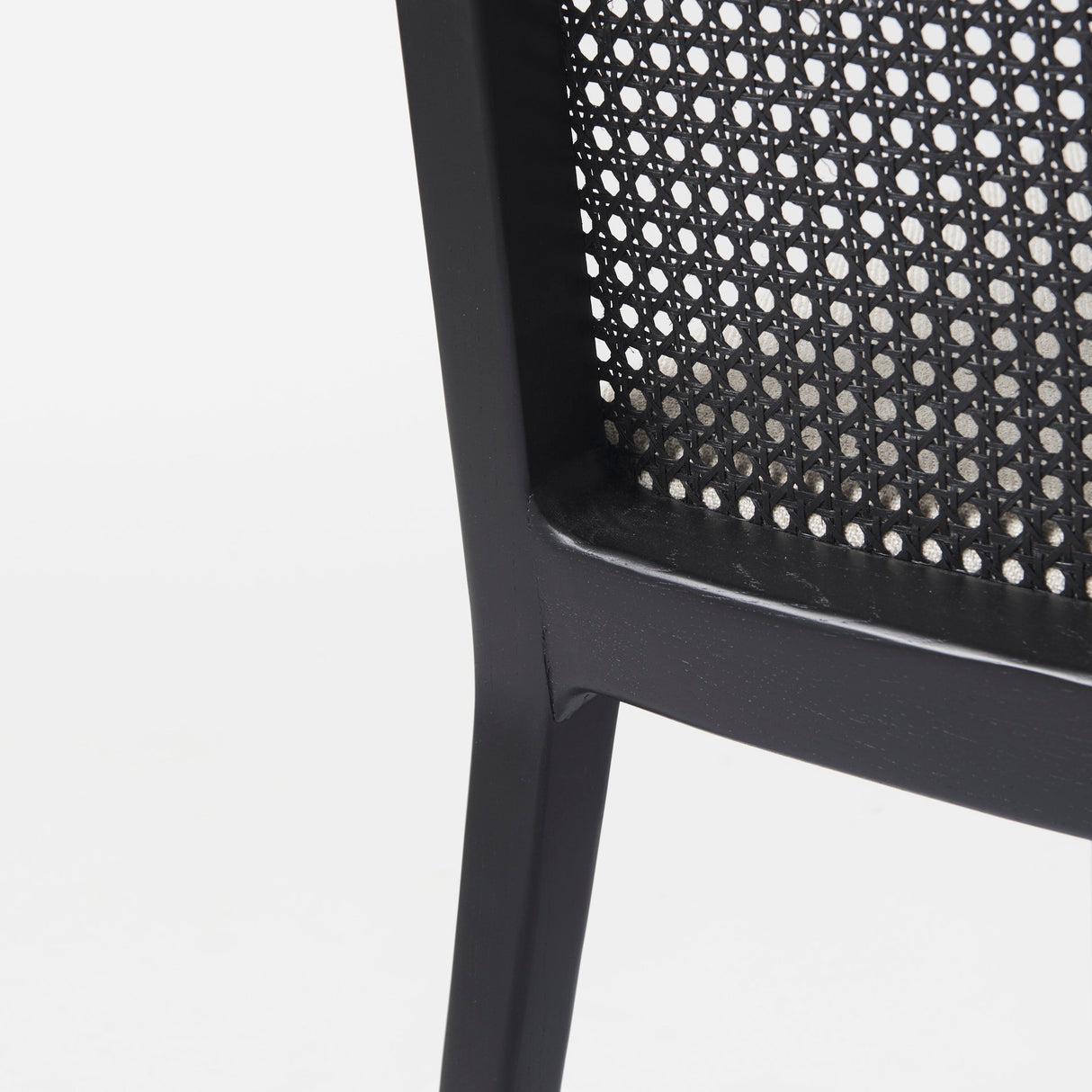 Clara Black Beech Wood W/ Cream Fabric Seat and Cane Back Armless Dining Chair, Set of 2 from Mercana - Luna Furniture
