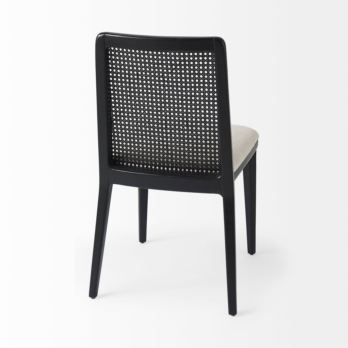 Clara Black Beech Wood W/ Cream Fabric Seat and Cane Back Armless Dining Chair, Set of 2 from Mercana - Luna Furniture