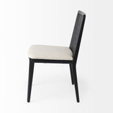 Clara Black Beech Wood W/ Cream Fabric Seat and Cane Back Armless Dining Chair, Set of 2 from Mercana - Luna Furniture