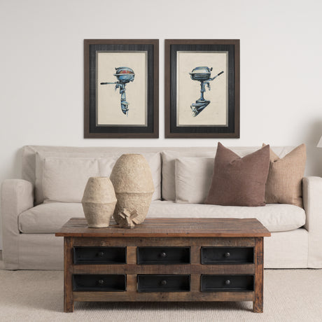 Vintage Motor II by Mercana Studio a Hand Embellished Textured Framed Art Print from Mercana - Luna Furniture