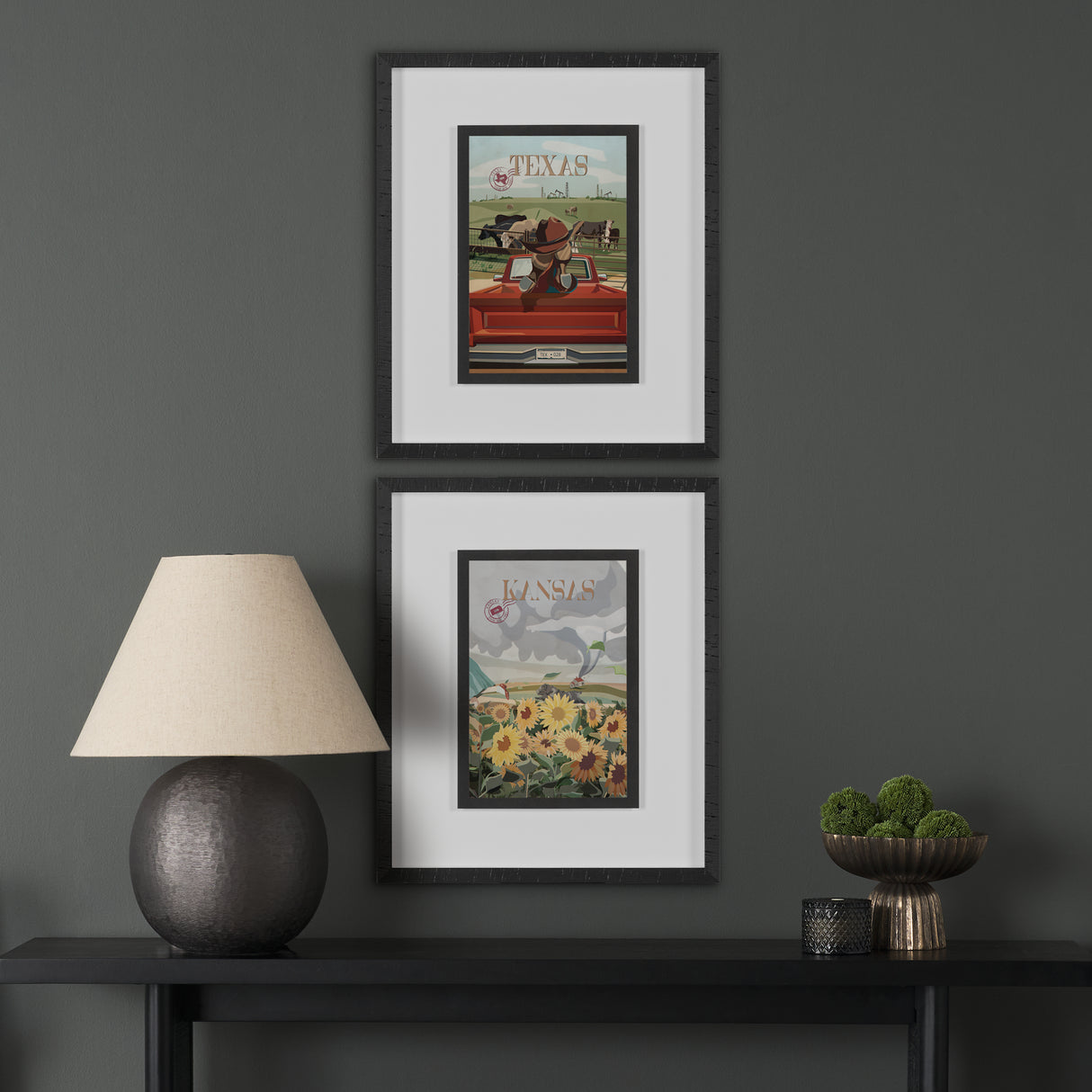 Kansas Go USA (M) by Mercana Studio a Framed Art Print Matted under Glass from Mercana - Luna Furniture