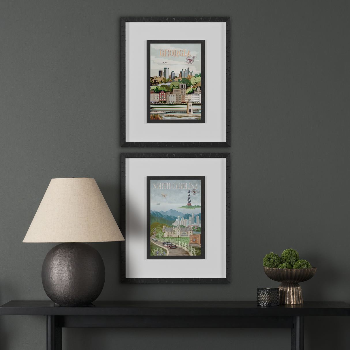 North Carolina by Mercana Studio a Framed Art Print Matted under Glass from Mercana - Luna Furniture
