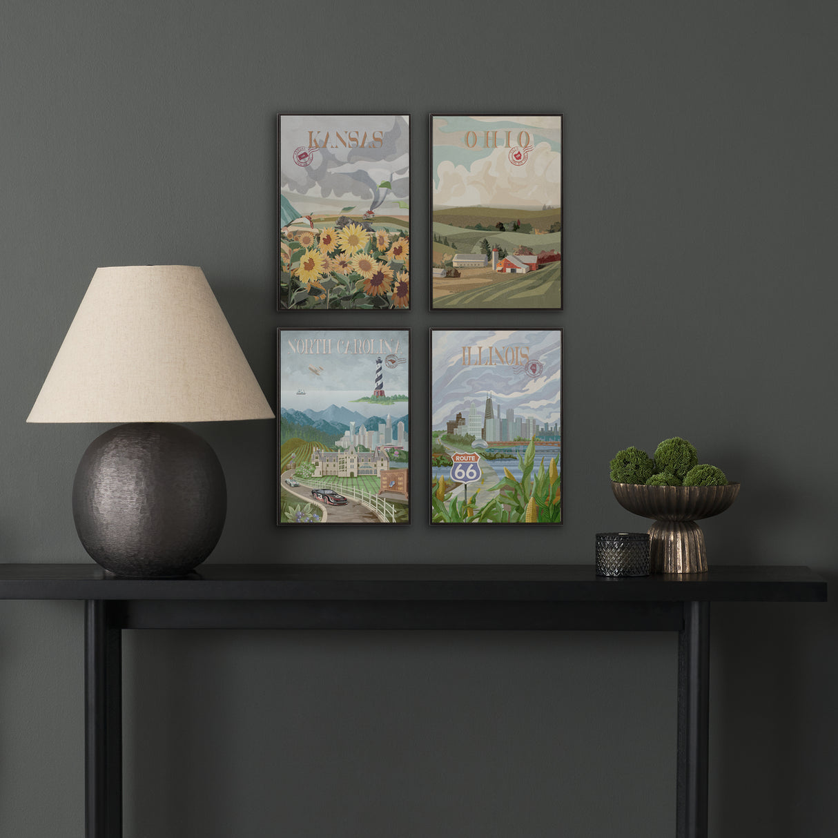 North Carolina by Mercana Studio a Hand Embellished Textured Framed Art Print from Mercana - Luna Furniture