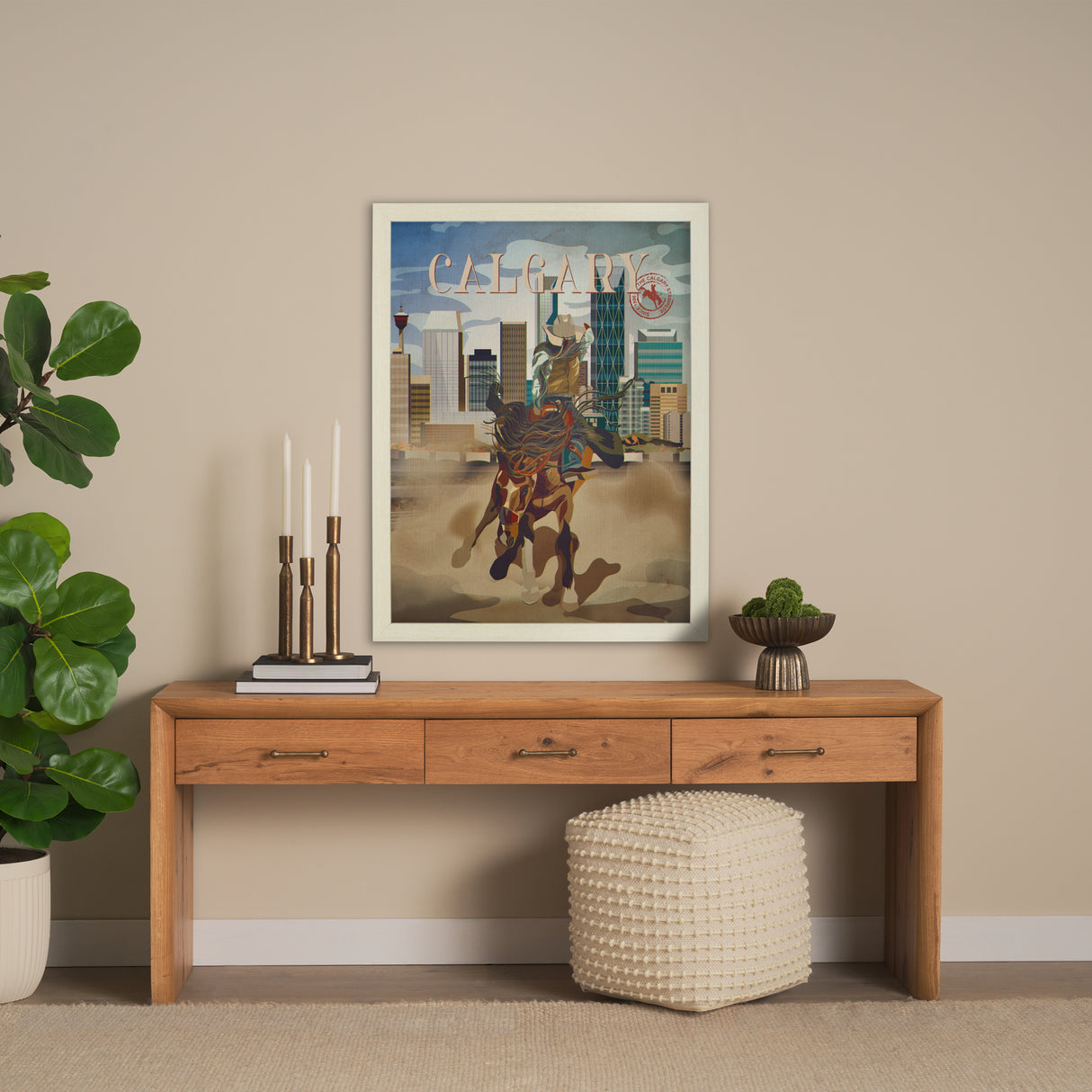 Calgary Go Canada (L) by Mercana Studio a Hand Embellished Decograph Framed Art Print from Mercana - Luna Furniture