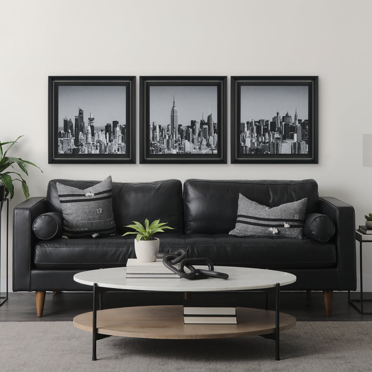 Midtown Manhattan Skyline (Set of 3) by Richard Silver Textured Framed Art Print Matted under Glass from Mercana - Luna Furniture