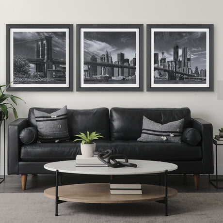 Brooklyn Bridge (Set of 3) by Richard Silver Textured Framed Art Print Matted under Glass from Mercana - Luna Furniture