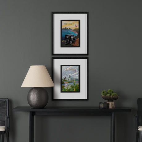 Michigan Go USA (M) by Mercana Studio a Framed Art Print Matted under Glass from Mercana - Luna Furniture