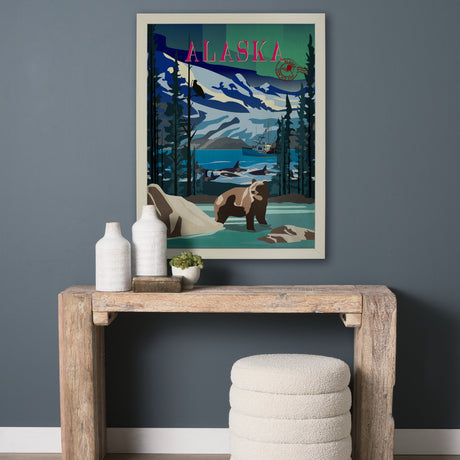 Alaska Go USA (L) by Mercana Studio a Hand Embellished Decograph Framed Art Print from Mercana - Luna Furniture