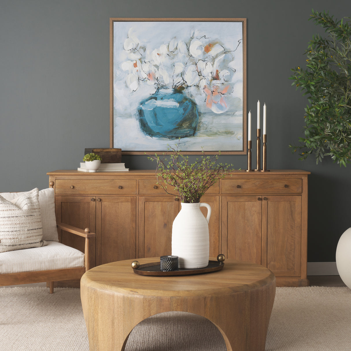 Magnolia Bouquet by Mercana Studio a Hand Embellished Textured Framed Canvas from Mercana - Luna Furniture