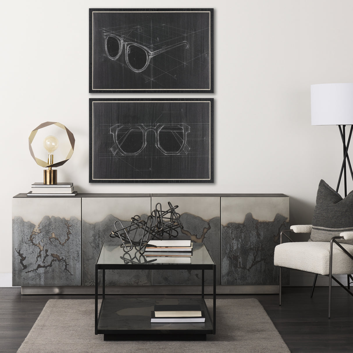 Glasses II by Dayna Matthews a Hand Embellished Textured Framed Canvas from Mercana - Luna Furniture