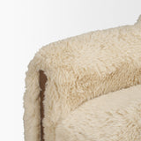 Huntley Cream Faux Fur Fabric Swivel Accent Chair from Mercana - Luna Furniture