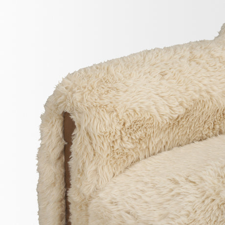 Huntley Cream Faux Fur Fabric Swivel Accent Chair from Mercana - Luna Furniture