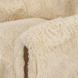 Huntley Cream Faux Fur Fabric Swivel Accent Chair from Mercana - Luna Furniture