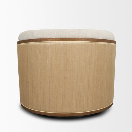 Fonda Cream Fabric w/ Natural Jute Swivel Accent Chair from Mercana - Luna Furniture