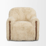 Huntley Cream Faux Fur Fabric Swivel Accent Chair from Mercana - Luna Furniture