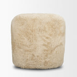 Huntley Cream Faux Fur Fabric Swivel Accent Chair from Mercana - Luna Furniture