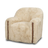 Huntley Cream Faux Fur Fabric Swivel Accent Chair from Mercana - Luna Furniture