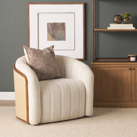 Fonda Cream Fabric w/ Natural Jute Swivel Accent Chair from Mercana - Luna Furniture