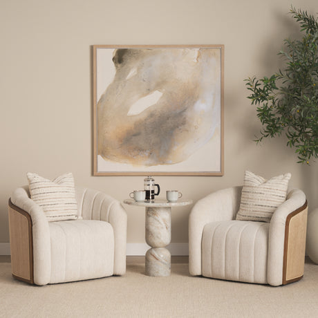 Fonda Cream Fabric w/ Natural Jute Swivel Accent Chair from Mercana - Luna Furniture