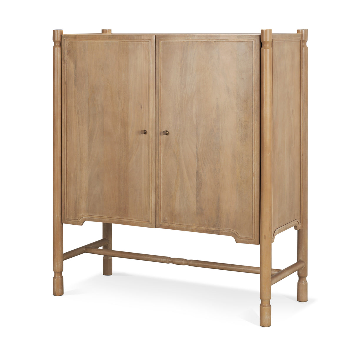 Phil Light Brown Wood 2 Door Bar Cabinet from Mercana - Luna Furniture