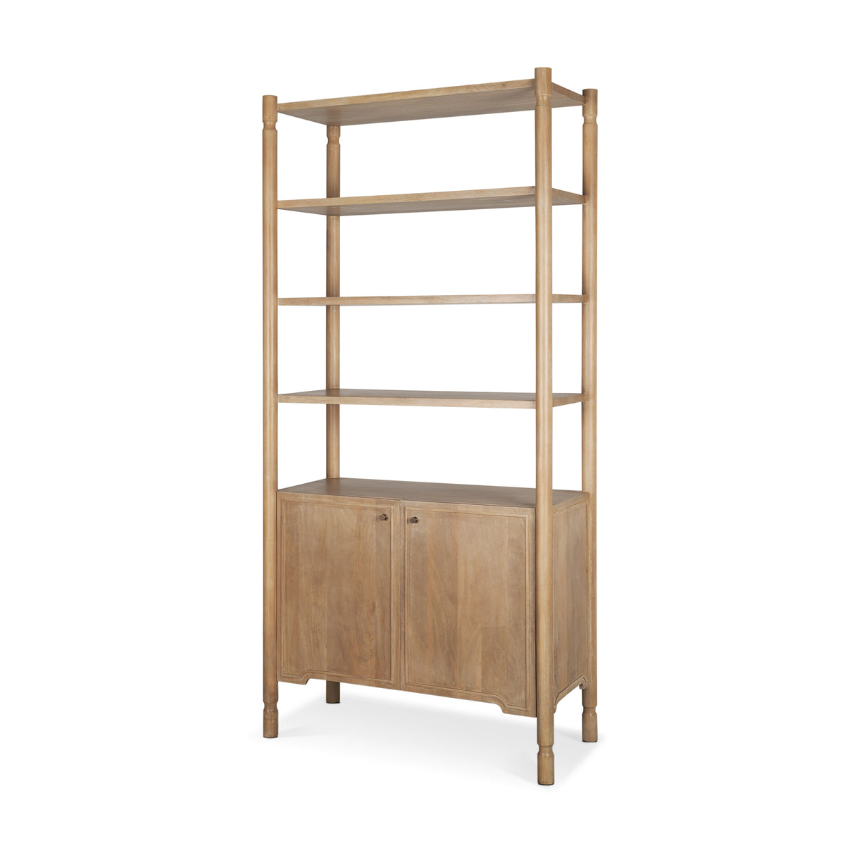 Phil Light Brown Wood 2 Door 3 Shelves Open Shelving Unit from Mercana - Luna Furniture