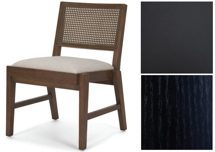 Reid Framed Black Cane Black Leather Dining Chair from Mercana - Luna Furniture