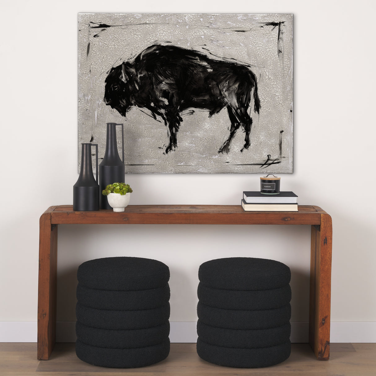 Dynamic Bison II by Ethan Harper a Hand Embellished Textured Canvas from Mercana - Luna Furniture