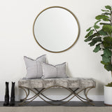 Ayla 55L x 17.6W x 18H Light and Dark Gray Fabric Seat W/ Antique Gold Metal Frame Bench from Mercana - Luna Furniture
