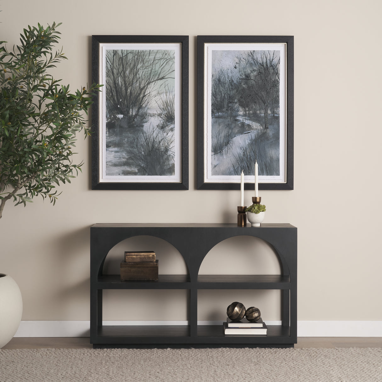 Bela Small Matte Black Arched Console Table from Mercana - Luna Furniture