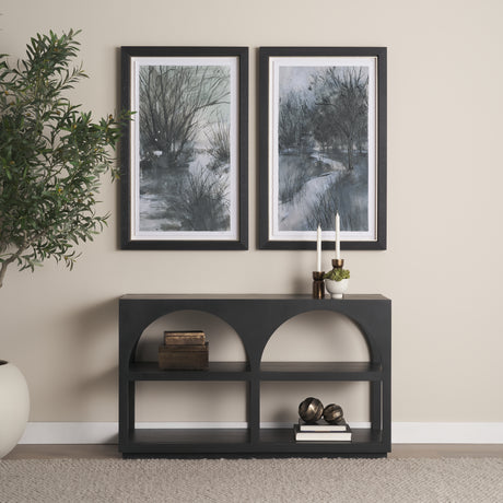 Bela Small Matte Black Arched Console Table from Mercana - Luna Furniture