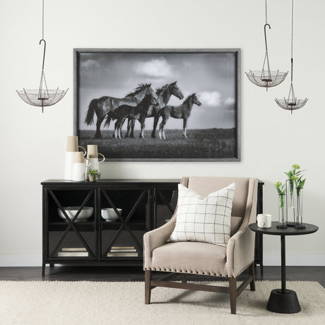 Rihanna III Large Black Metal Umbrella Candle Holder Lantern from Mercana - Luna Furniture