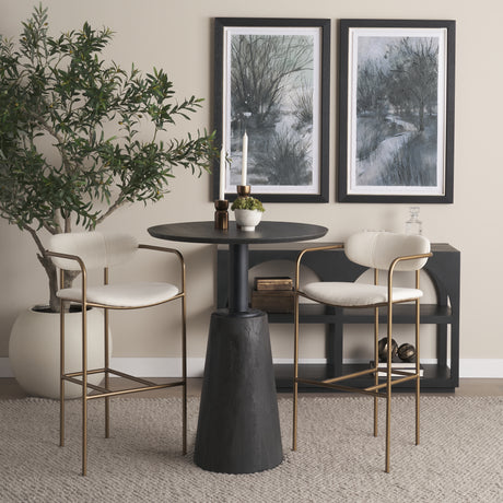 Parker 30" Seat Height Cream Fabric Seat Gold Metal Bar Stool from Mercana - Luna Furniture