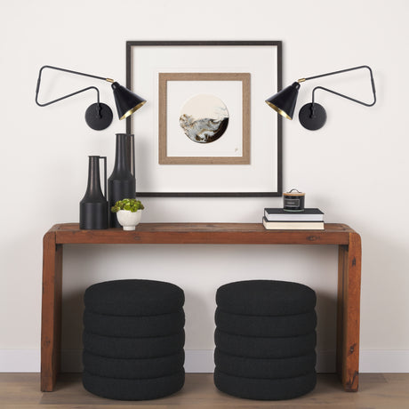 Cobalt 6L x 32W Black Metal Cone Shaped Swivel Wall Sconce from Mercana - Luna Furniture