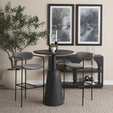 Parker Gray Fabric Seat Black Metal Bar Stool from Mercana - Luna Furniture