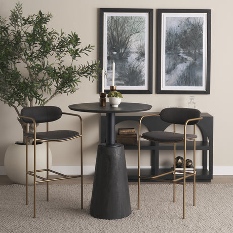 Parker Brown Faux Leather Seat Gold Metal Bar Stool from Mercana - Luna Furniture