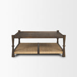 Bondi 42" Dark Brown Wood w/ Paper Rope Shelf Square Coffee Table from Mercana - Luna Furniture