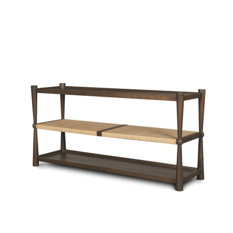 Bondi Dark Brown Wood w/ Paper Rope Shelf Console Table from Mercana - Luna Furniture