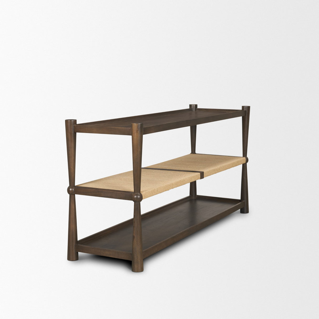 Bondi Dark Brown Wood w/ Paper Rope Shelf Console Table from Mercana - Luna Furniture