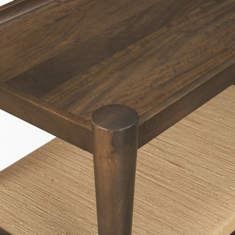 Bondi Dark Brown Wood w/ Paper Rope Shelf Console Table from Mercana - Luna Furniture