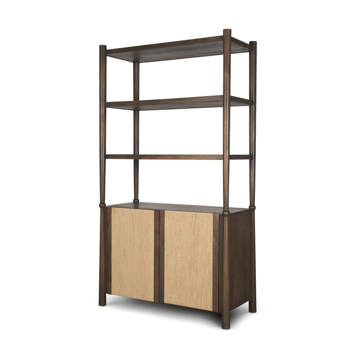 Bondi 2 Door Open Dark Brown Wood w/ Paper Rope Shelving Unit from Mercana - Luna Furniture