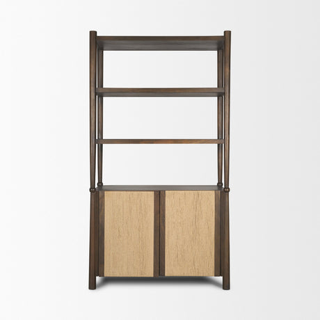 Bondi 2 Door Open Dark Brown Wood w/ Paper Rope Shelving Unit from Mercana - Luna Furniture