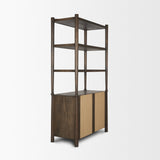 Bondi 2 Door Open Dark Brown Wood w/ Paper Rope Shelving Unit from Mercana - Luna Furniture