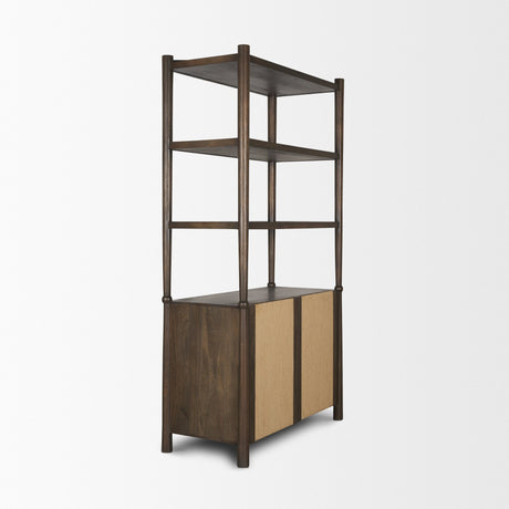 Bondi 2 Door Open Dark Brown Wood w/ Paper Rope Shelving Unit from Mercana - Luna Furniture